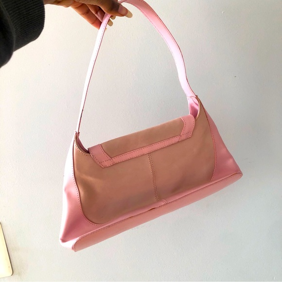 Y2K genuine leather pink shoulder bag. - Picture 3 of 9